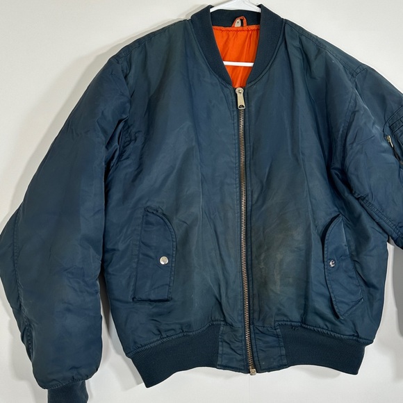 Vintage Harry Fox Intermediate Flyer USAF Satin Reversible Jacket MA-1 Mens Sz L - Picture 2 of 13